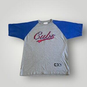 Chicago Cubs Shirt‎ Mens XL Gray Blue MLB Baseball Raglan Script Two Tone Mirage